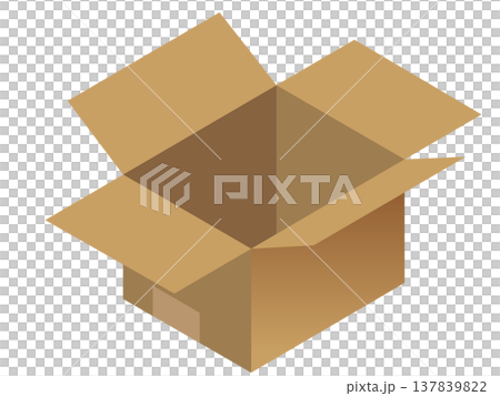 開いた段ボール箱のアイソメトリックイラスト 137839822