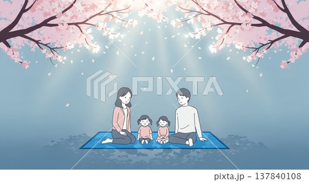 桜の下の家族の団欒 桜の下の家族の団欒 137840108