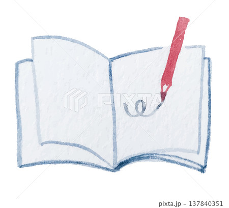 開いた本とペンのイラスト|読書 本 書籍 学習 開いた本とペンのイラスト|読書 本 書籍 学習 137840351