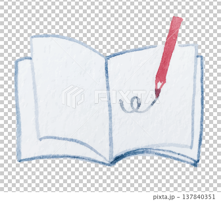 開いた本とペンのイラスト|読書 本 書籍 学習 開いた本とペンのイラスト|読書 本 書籍 学習 137840351