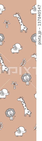 watercolor painting of leaf and flowers pattern 137840547