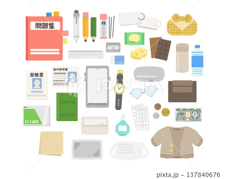 受験会場　試験　持ち物　イラストセット 137840676