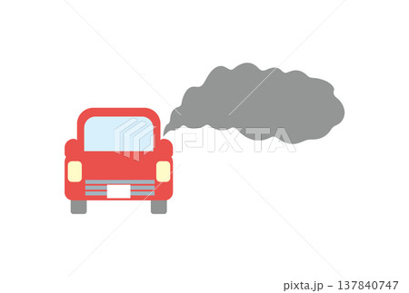 灰色の排気ガスを出している車のイラスト 灰色の排気ガスを出している車のイラスト 137840747