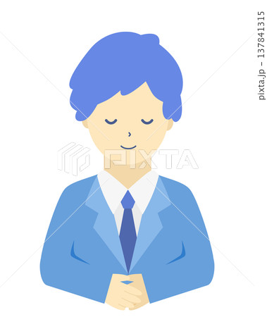 会釈する男性会社員|挨拶・お辞儀のビジネスマン(正面・上半身)シンプルイラスト素材 会釈する男性会社員|挨拶・お辞儀のビジネスマン(正面・上半身)シンプルイラスト素材 137841315