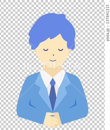 一位男性上班族鞠躬 | 商務人士問候和鞠躬的簡單插圖(正面,上半身) 一位男性上班族鞠躬 | 商務人士問候和鞠躬的簡單插圖(正面,上半身) 137841315