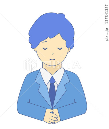 謝罪する男性会社員|お詫び・お辞儀のビジネスマン(正面・上半身)シンプルイラスト素材 謝罪する男性会社員|お詫び・お辞儀のビジネスマン(正面・上半身)シンプルイラスト素材 137841327