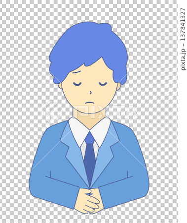 謝罪する男性会社員|お詫び・お辞儀のビジネスマン(正面・上半身)シンプルイラスト素材 謝罪する男性会社員|お詫び・お辞儀のビジネスマン(正面・上半身)シンプルイラスト素材 137841327