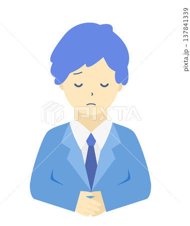 謝罪する男性会社員|お詫び・お辞儀のビジネスマン(正面・上半身)シンプルイラスト素材 謝罪する男性会社員|お詫び・お辞儀のビジネスマン(正面・上半身)シンプルイラスト素材 137841339