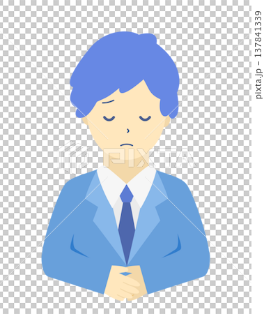 謝罪する男性会社員|お詫び・お辞儀のビジネスマン(正面・上半身)シンプルイラスト素材 謝罪する男性会社員|お詫び・お辞儀のビジネスマン(正面・上半身)シンプルイラスト素材 137841339