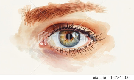 水彩画の目のアップ 137841382