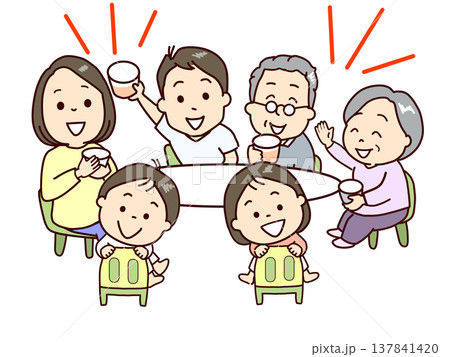 家族団らん 会話が弾む 家族団らん 会話が弾む 137841420
