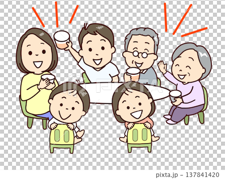 家族団らん 会話が弾む 家族団らん 会話が弾む 137841420