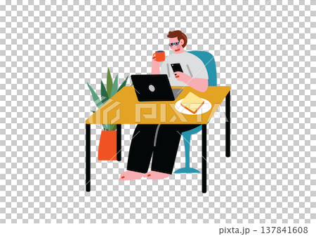 リモートで働く男性のイラスト 137841608