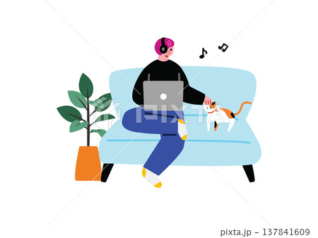 リモートで働く男性のイラスト 137841609