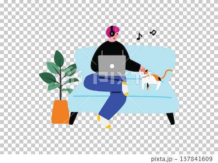 リモートで働く男性のイラスト 137841609