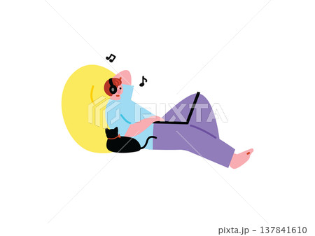 リモートで働く男性のイラスト リモートで働く男性のイラスト 137841610
