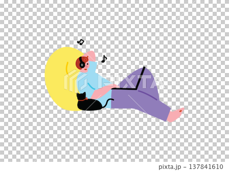 リモートで働く男性のイラスト リモートで働く男性のイラスト 137841610