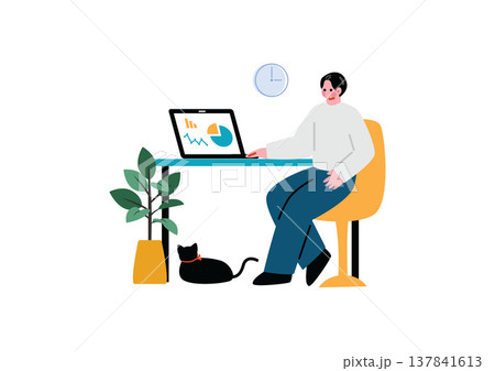 リモートで働く男性のイラスト 137841613