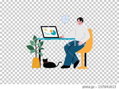 リモートで働く男性のイラスト 137841613