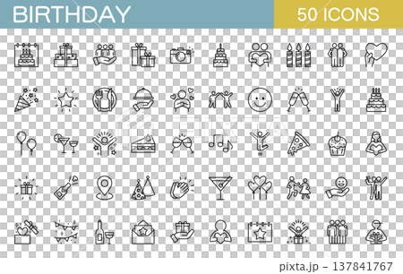 Birthday-related LINE icon set: Party, gift, celebration, etc. Birthday-related LINE icon set: Party, gift, celebration, etc. 137841767