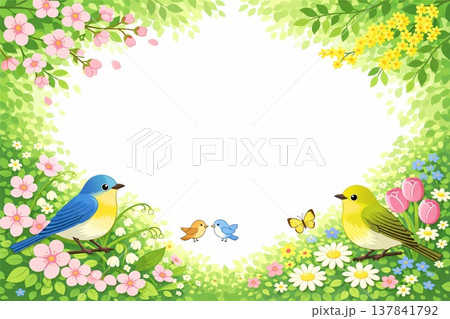 フレーム素材　春・初夏イメージ　花　ベクター 137841792