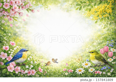 フレーム素材　春・初夏イメージ　花　フォトリアル 137841809