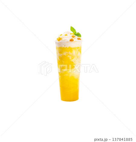 Mango Smoothie with Whipped Cream 137841885