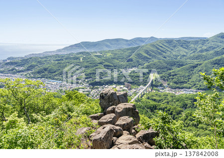 北海道小樽市　小樽天狗山第三展望台から望む周辺の風景（札幌方向） 137842008