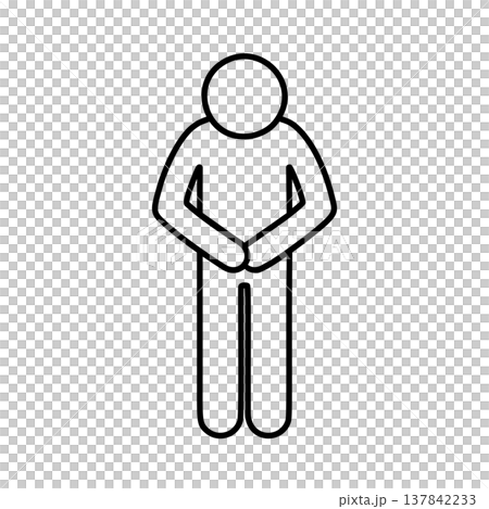 お辞儀する人物のラインアイコン（黒） 137842233