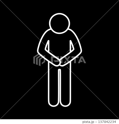 お辞儀する人物のラインアイコン（白） 137842234