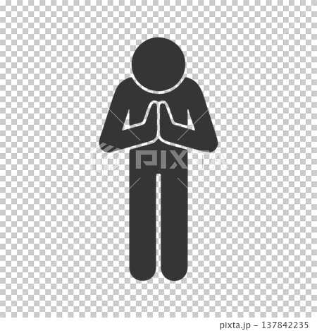 謝る人物のシルエットアイコン 137842235