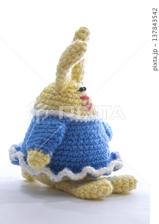 Colorful wool bunny on a white background 137843542