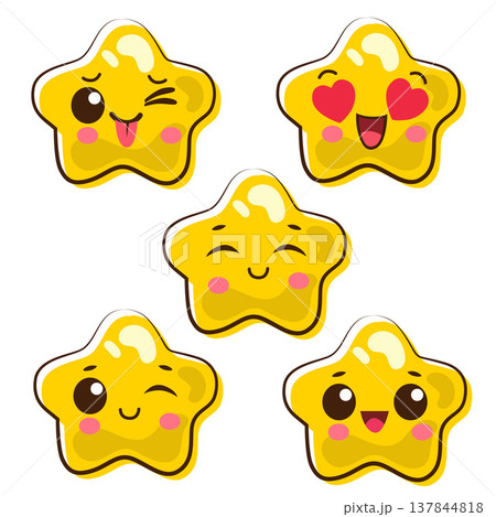 cute emoticon emoji kawaii star doodle marker style 137844818