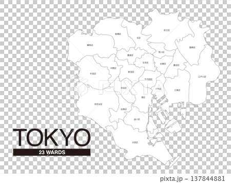 東京都23区白地図 区名入 137844881