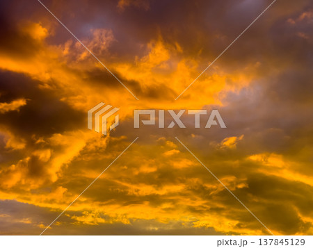 cloudy sky at sunset nature background. copy space abstract 137845129