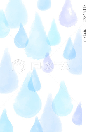 水彩風の手描きの雫の透過背景_縦 137845318