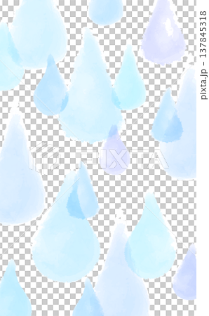 水彩風の手描きの雫の透過背景_縦 137845318