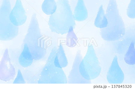 水彩風の手描きの雫の背景_横 137845320