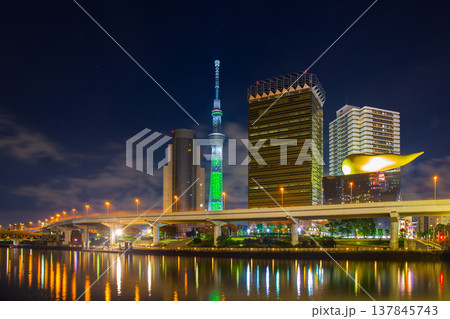 Asakusa Landmark Tokyo, Japan skyline sunsettime Asakusa Landmark Tokyo, Japan skyline sunsettime 137845743