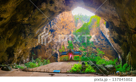 Amazing Phraya Nakhon cave in Khao Sam Roi Yot national park at Prachuap Khiri Khan Thailand is small temple in the sun rays in cave. 137845802