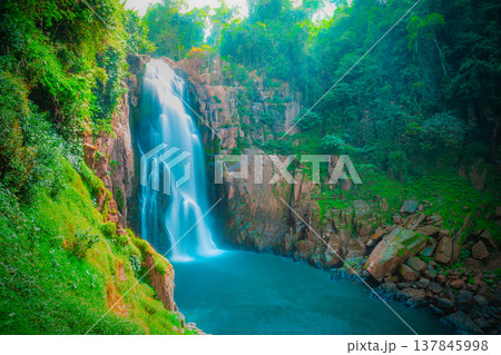 Beautiful deep forest waterfall at Haew narok waterfall, khao yai national park, Thailand Beautiful deep forest waterfall at Haew narok waterfall, khao yai national park, Thailand 137845998