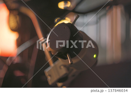 Professional Follow Focus Controller with Green Light and copy space Professional Follow Focus Controller with Green Light and copy space 137846034
