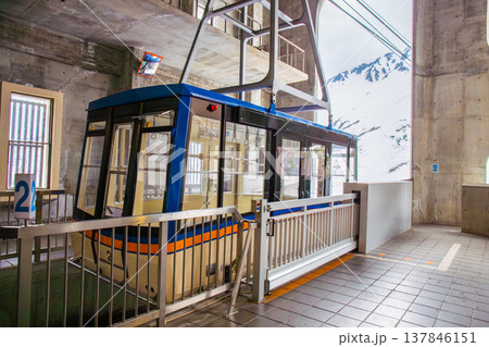 cable car at Kurobe Station is the boarding point for the Kurobe Dam sightseeing tour, located in eastern Toyama Prefecture in the Chubu region of Japan. cable car at Kurobe Station is the boarding point for the Kurobe Dam sightseeing tour, located in eastern Toyama Prefecture in the Chubu region of Japan. 137846151
