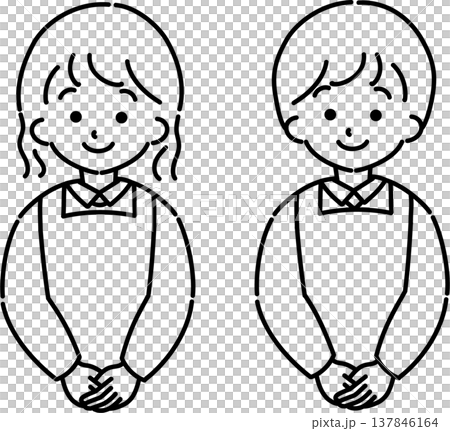 身穿圍裙的人（線條畫） 137846164