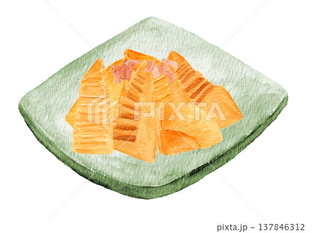 筍の土佐煮の手描き水彩イラスト 筍の土佐煮の手描き水彩イラスト 137846312