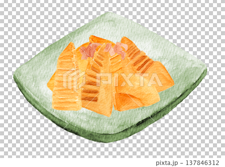 筍の土佐煮の手描き水彩イラスト 筍の土佐煮の手描き水彩イラスト 137846312