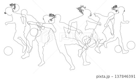 Soccer Football Players Silhouettes Soccer Football Players Silhouettes 137846391