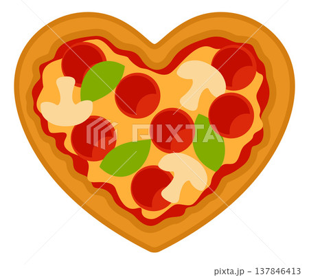 Love of Pizza Heart Shaped Food Concept 137846413