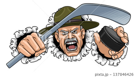 Drill Instructor Sergeant Ice Hockey Sports Mascot Drill Instructor Sergeant Ice Hockey Sports Mascot 137846426