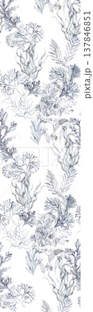Collection of delicate watercolor floral and decorative seamless patterns with soft muted tones 137846851